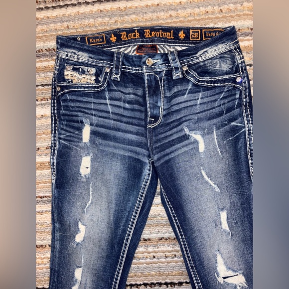 Rock Revival Karah Easy Skinny Jeans size 28 x 32 Bling Distressed - Picture 4 of 16